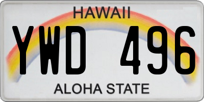 HI license plate YWD496