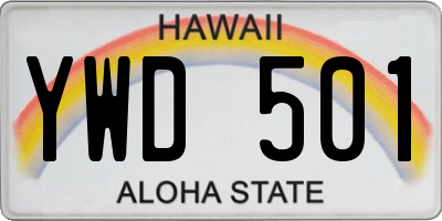 HI license plate YWD501