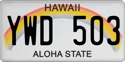 HI license plate YWD503