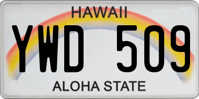 HI license plate YWD509