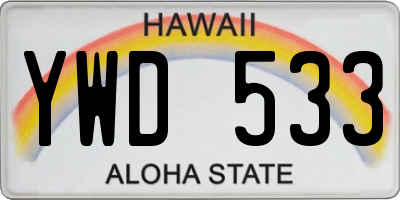 HI license plate YWD533