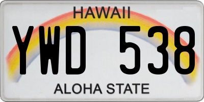HI license plate YWD538