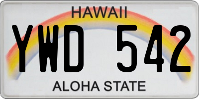 HI license plate YWD542