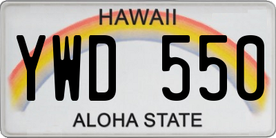 HI license plate YWD550