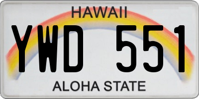 HI license plate YWD551
