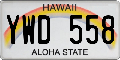HI license plate YWD558