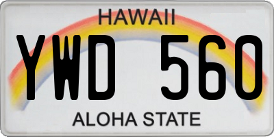 HI license plate YWD560