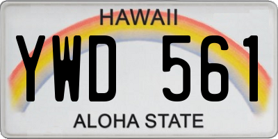 HI license plate YWD561