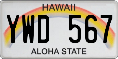 HI license plate YWD567