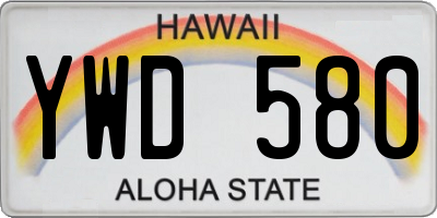 HI license plate YWD580