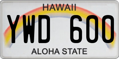 HI license plate YWD600