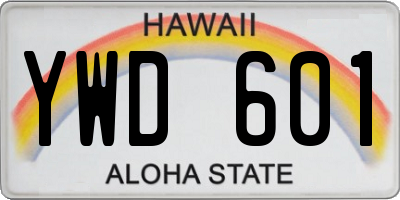 HI license plate YWD601