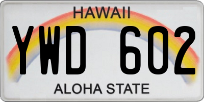 HI license plate YWD602