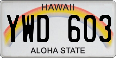 HI license plate YWD603