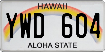 HI license plate YWD604