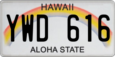 HI license plate YWD616