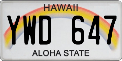 HI license plate YWD647