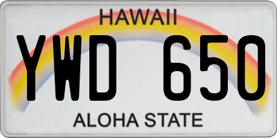 HI license plate YWD650
