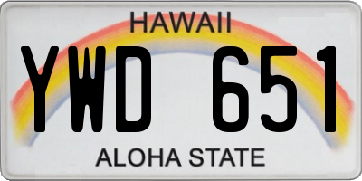 HI license plate YWD651
