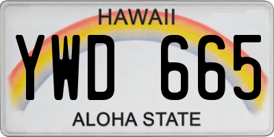 HI license plate YWD665