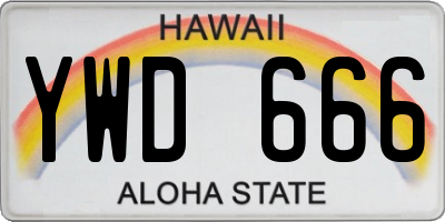 HI license plate YWD666