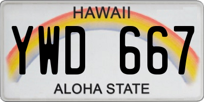 HI license plate YWD667