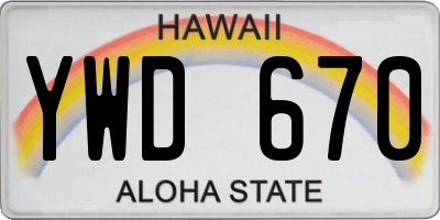 HI license plate YWD670