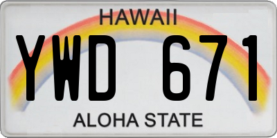 HI license plate YWD671