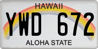 HI license plate YWD672