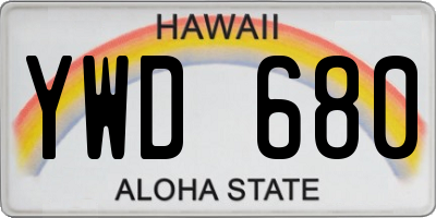 HI license plate YWD680