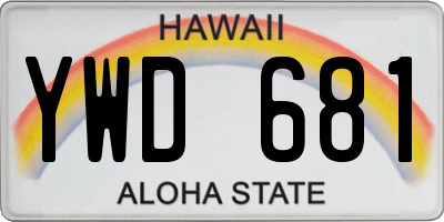 HI license plate YWD681