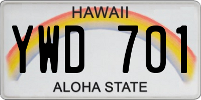 HI license plate YWD701