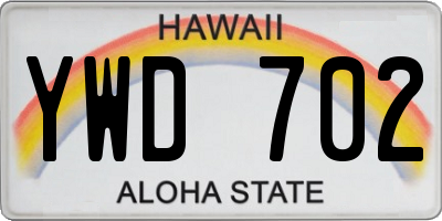HI license plate YWD702