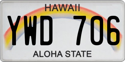 HI license plate YWD706