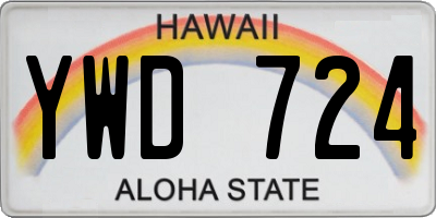 HI license plate YWD724
