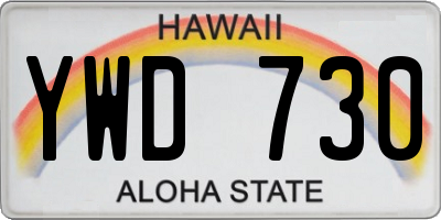 HI license plate YWD730