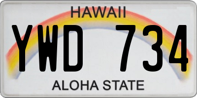 HI license plate YWD734