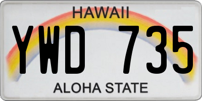HI license plate YWD735