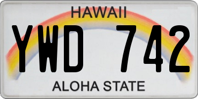 HI license plate YWD742