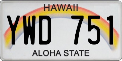 HI license plate YWD751