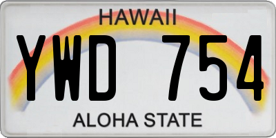 HI license plate YWD754