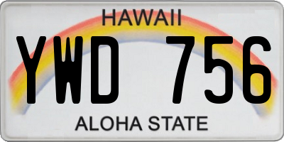 HI license plate YWD756