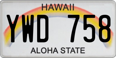 HI license plate YWD758
