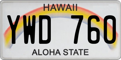 HI license plate YWD760