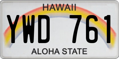 HI license plate YWD761