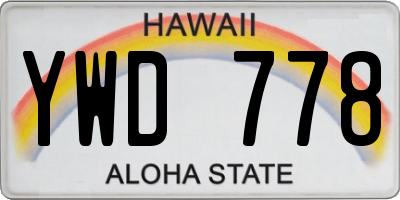 HI license plate YWD778