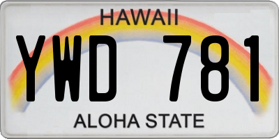 HI license plate YWD781