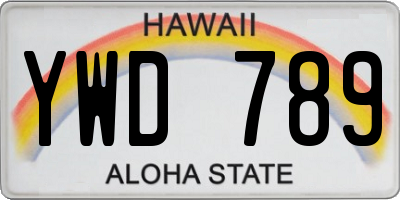 HI license plate YWD789