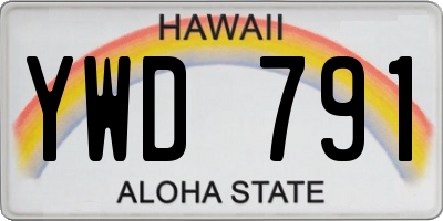 HI license plate YWD791