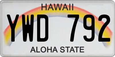 HI license plate YWD792